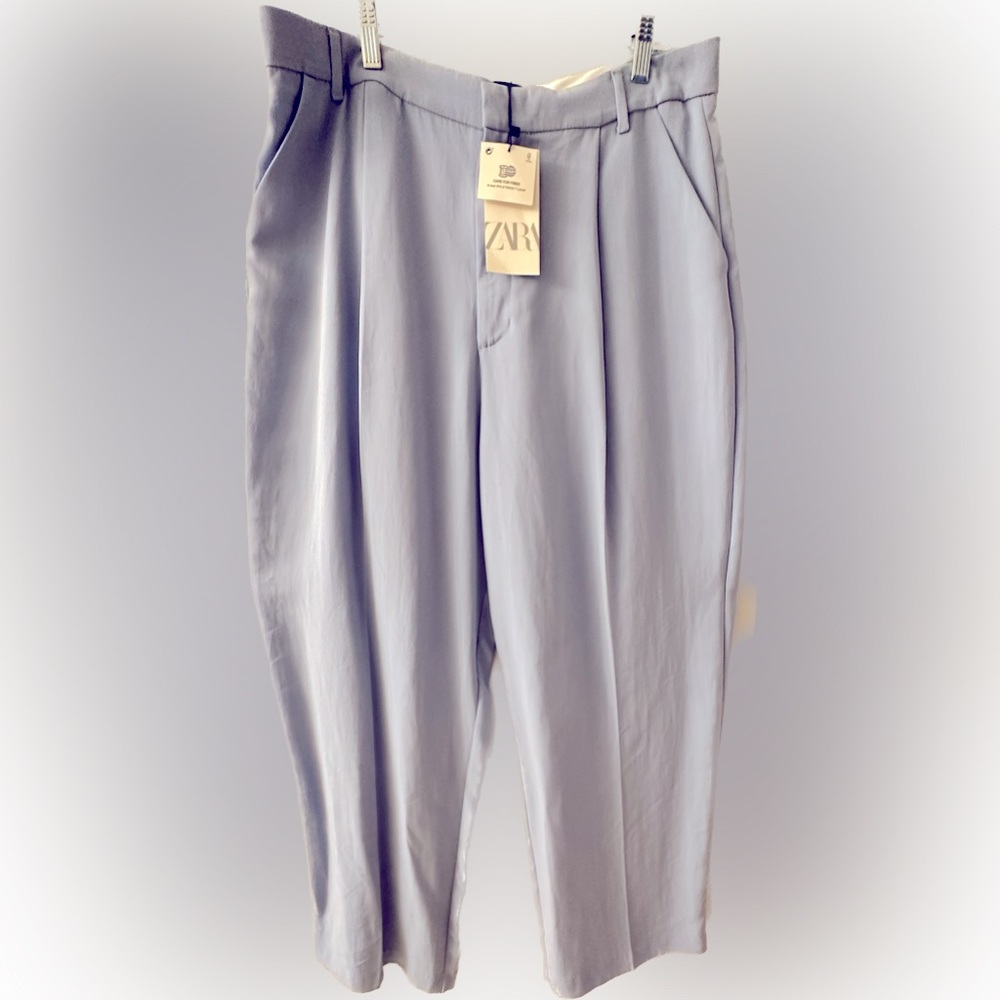 Zara trousers flare pants, baby blue XXL